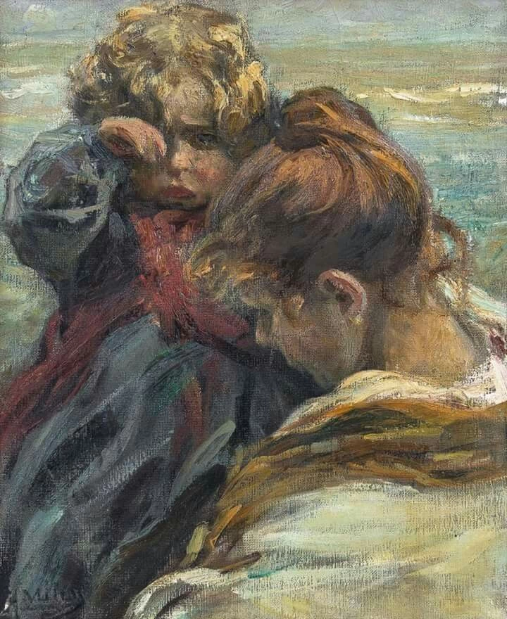 Fanciulla con bambino in braccio